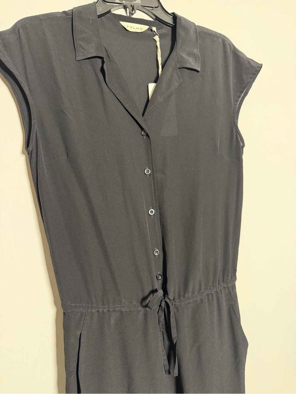 Sheer Black Wide-Leg Jumpsuit with Drawstring Waist - Picture 2 of 5
